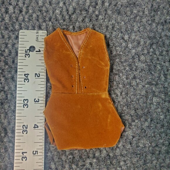 Vtg Barbie Francie Stacey Doll 60s 70s Suede Dress Skirt Brown Mod Sleeveless - Picture 3 of 5
